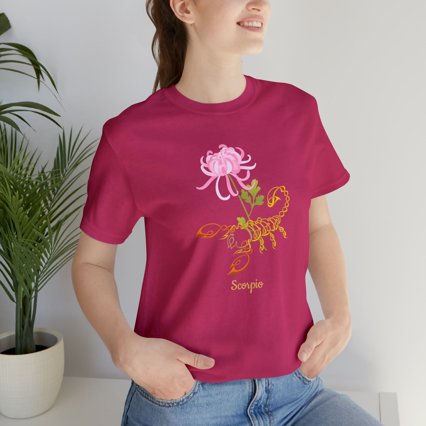 Scorpion & Flower AF T-Shirt | Fun Scorpio T-Shirt | Zodiac T-Shirt | Zodiac Sign Shirt | Astrology | Star Sign | Unisex Jersey Short Sleeve Tee