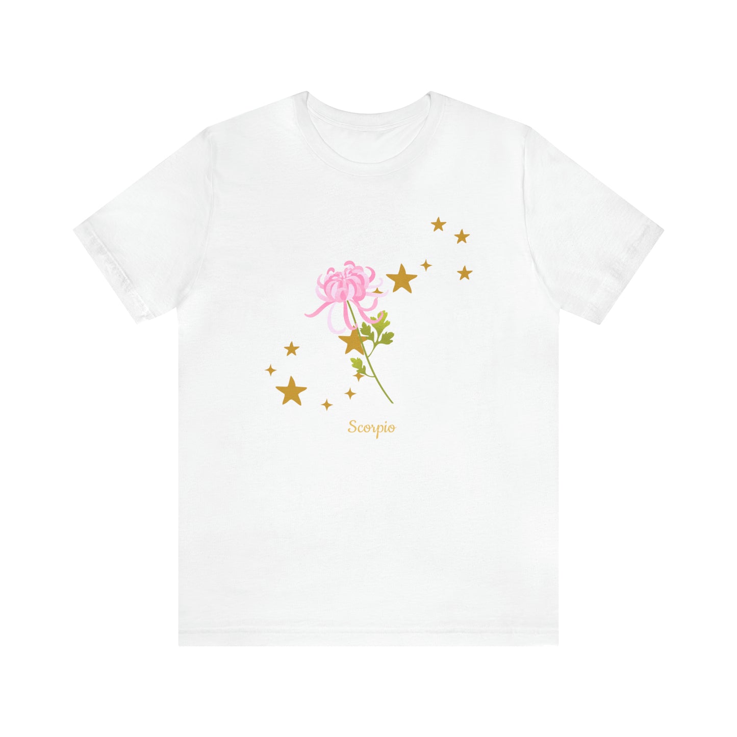 Scorpio Flower & Stars T-Shirt | Fun Scorpio T-Shirt | Zodiac T-Shirt | Zodiac Sign Shirt | Astrology | Star Sign | Unisex Jersey Short Sleeve Tee