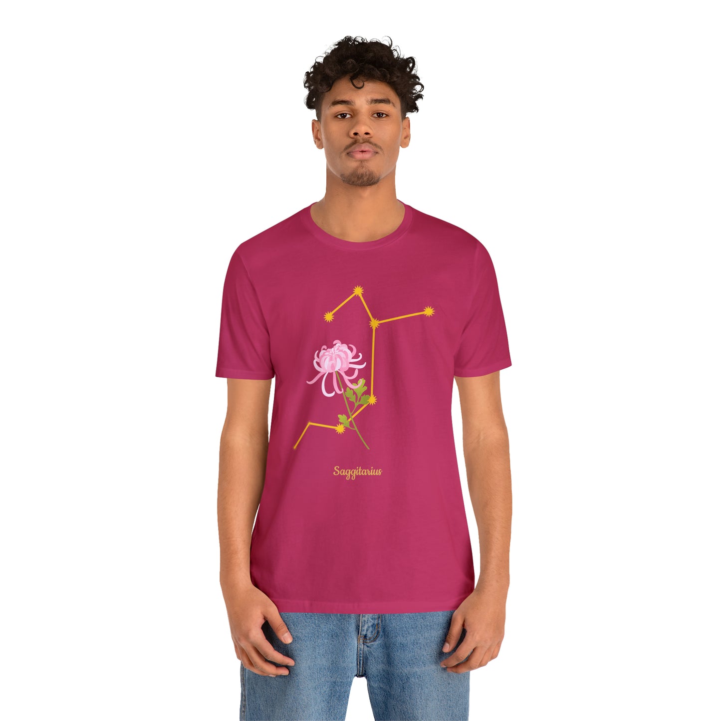 Sagittarius Flower & Stars T-Shirt | Fun Sagittarius T-Shirt | Zodiac T-Shirt | Zodiac Sign Shirt | Astrology | Star Sign | Unisex Jersey Short Sleeve Tee