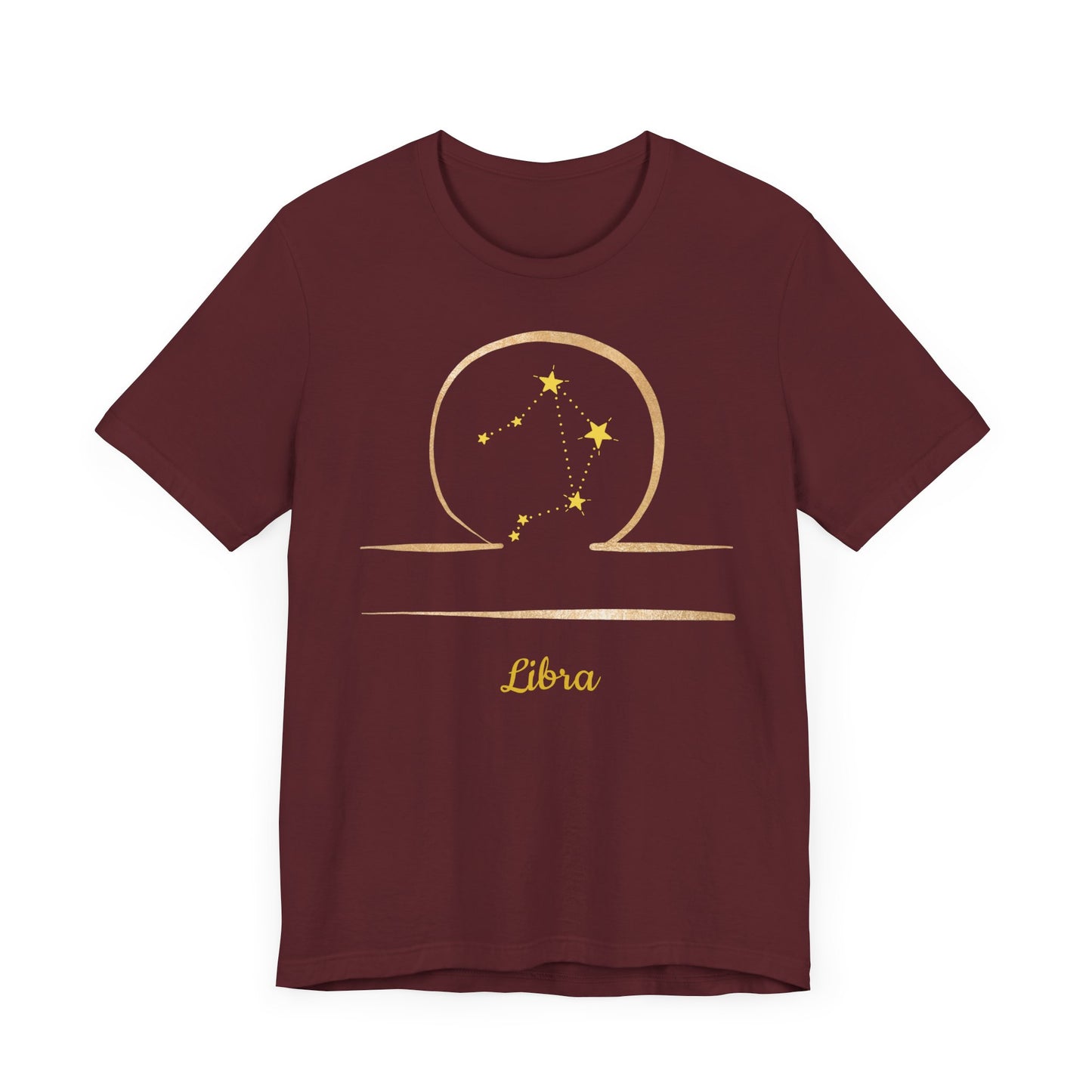 Libra Symbol T-Shirt And Stars | Fun Libra T-Shirt | Zodiac T-Shirt | Zodiac Sign Shirt | Astrology | Star Sign | Unisex Jersey Short Sleeve Tee