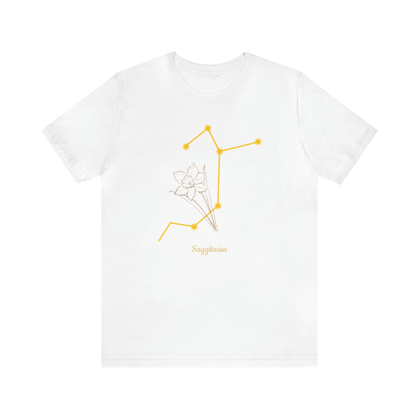 Sagittarius Daffodil & Stars AF T-Shirt | Fun Sagittarius T-Shirt | Zodiac T-Shirt | Zodiac Sign Shirt | Astrology | Star Sign | Unisex Jersey Short Sleeve Tee