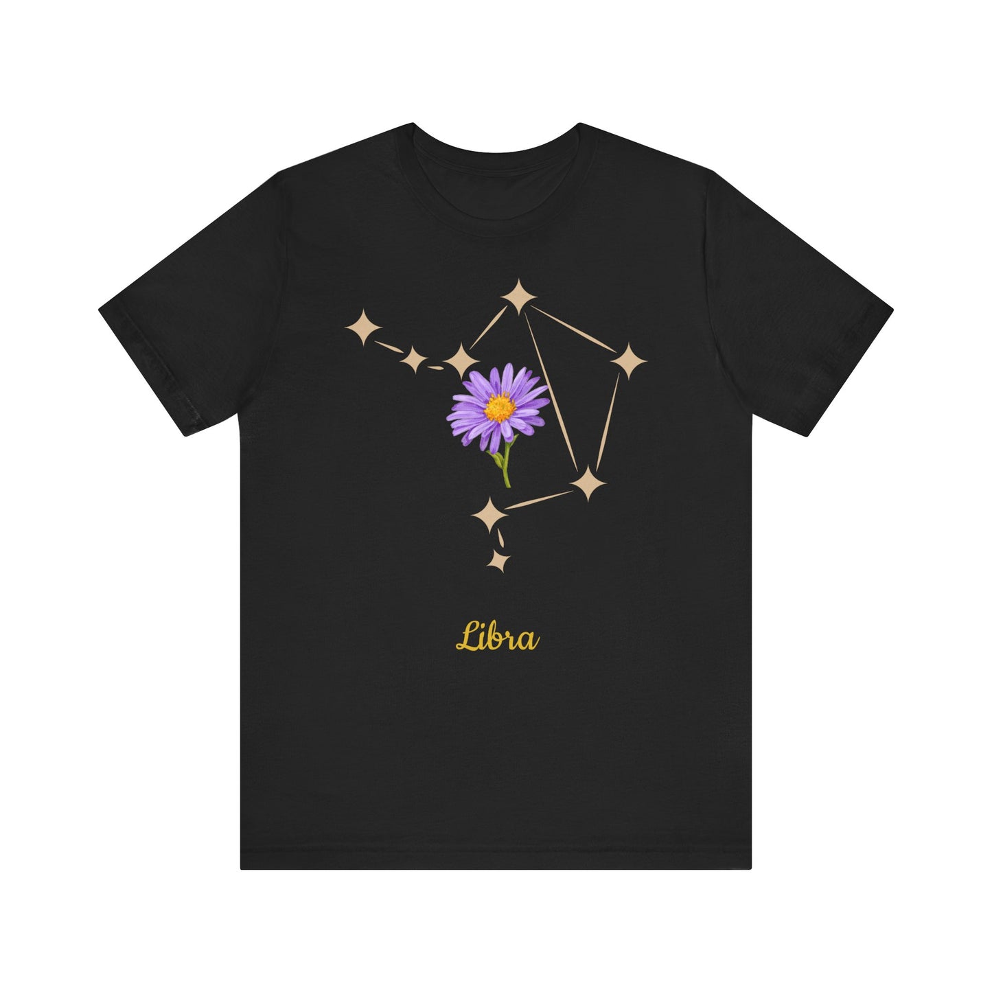 Libra Star Sign and Flower T-Shirt | Fun Virgo T-Shirt | Zodiac T-Shirt | Zodiac Sign Shirt | Astrology | Star Sign | Unisex Jersey Short Sleeve Tee
