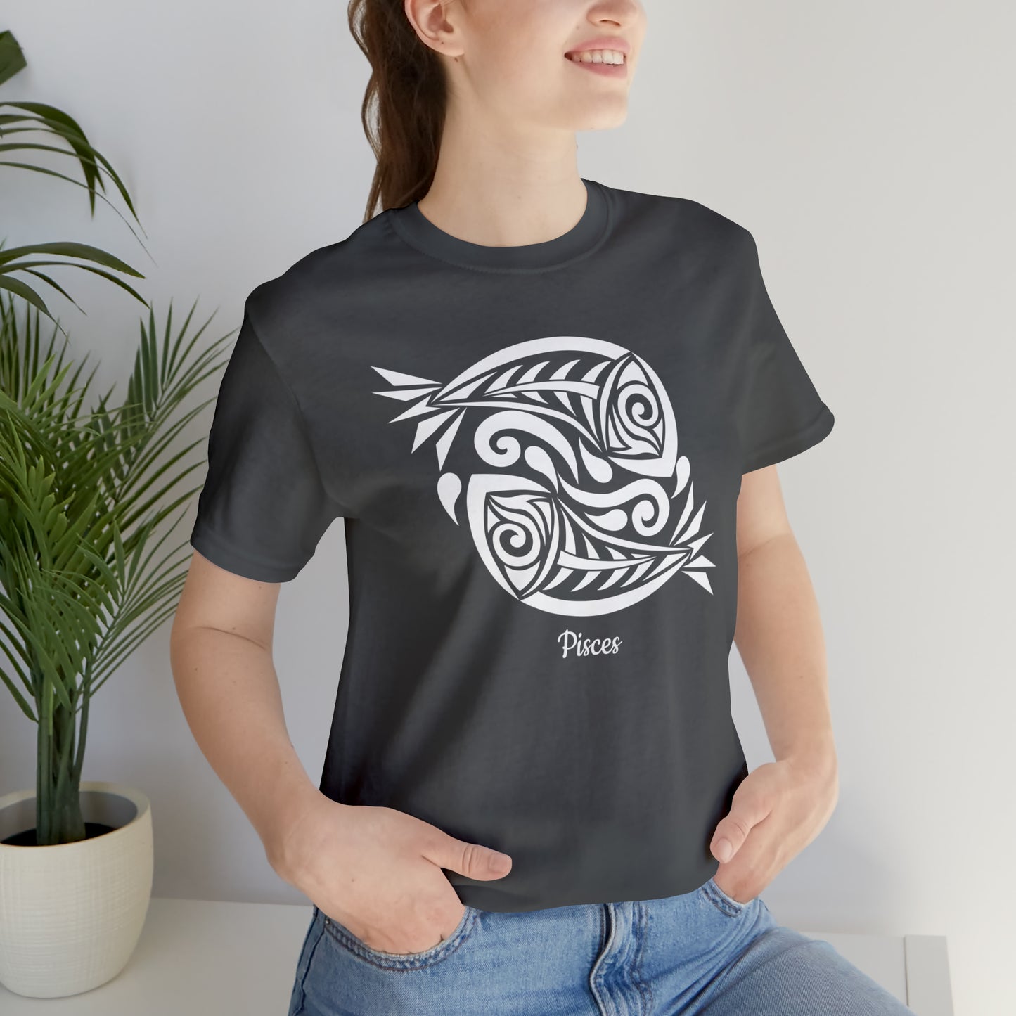 Pisces White Fish T-Shirt | Fun Pisces T-Shirt | Zodiac T-Shirt | Zodiac Sign Shirt | Astrology | Star Sign | Unisex Jersey Short Sleeve Tee