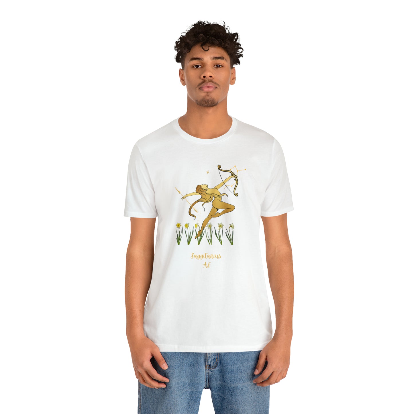 Sagittarius Nymph & Stars AF T-Shirt | Fun Sagittarius T-Shirt | Zodiac T-Shirt | Zodiac Sign Shirt | Astrology | Star Sign | Unisex Jersey Short Sleeve Tee