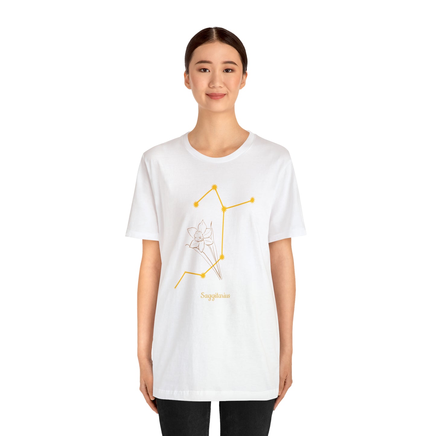 Sagittarius Daffodil & Stars AF T-Shirt | Fun Sagittarius T-Shirt | Zodiac T-Shirt | Zodiac Sign Shirt | Astrology | Star Sign | Unisex Jersey Short Sleeve Tee