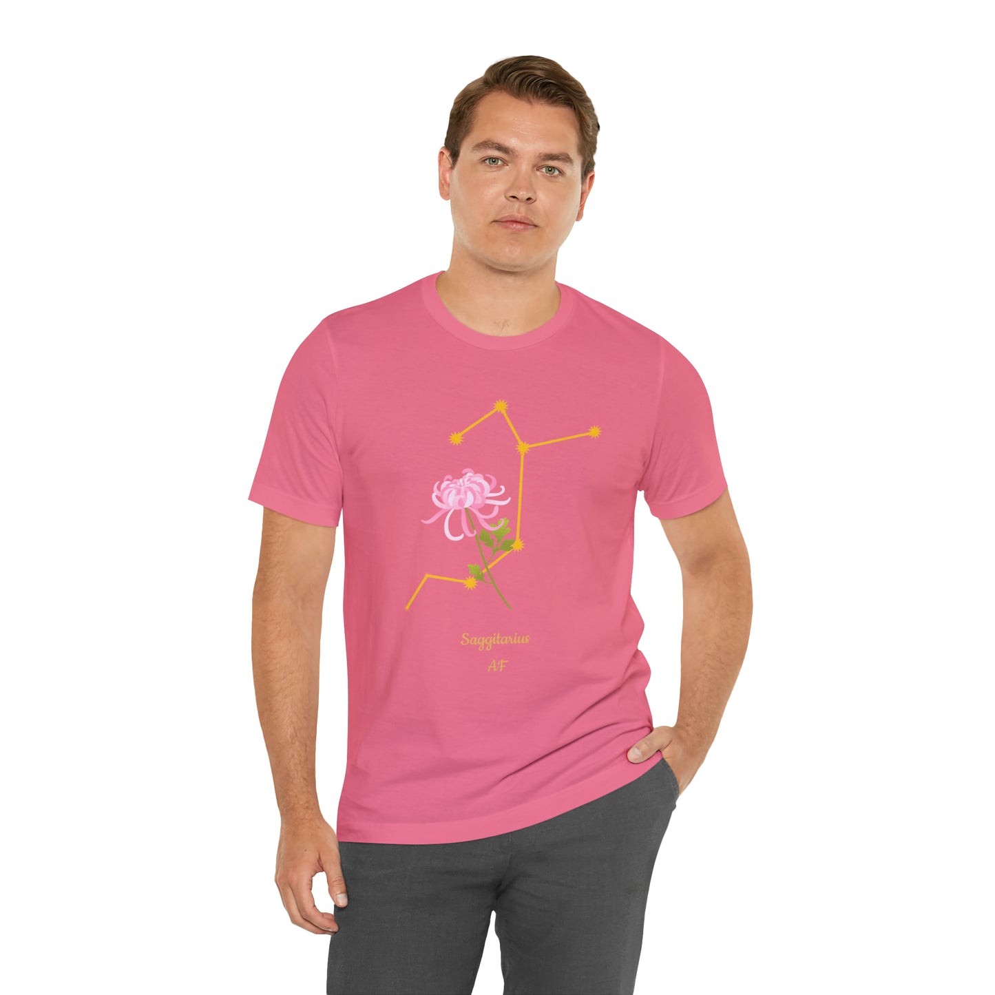 Sagittarius Flower & Stars AF T-Shirt | Fun Sagittarius T-Shirt | Zodiac T-Shirt | Zodiac Sign Shirt | Astrology | Star Sign | Unisex Jersey Short Sleeve Tee