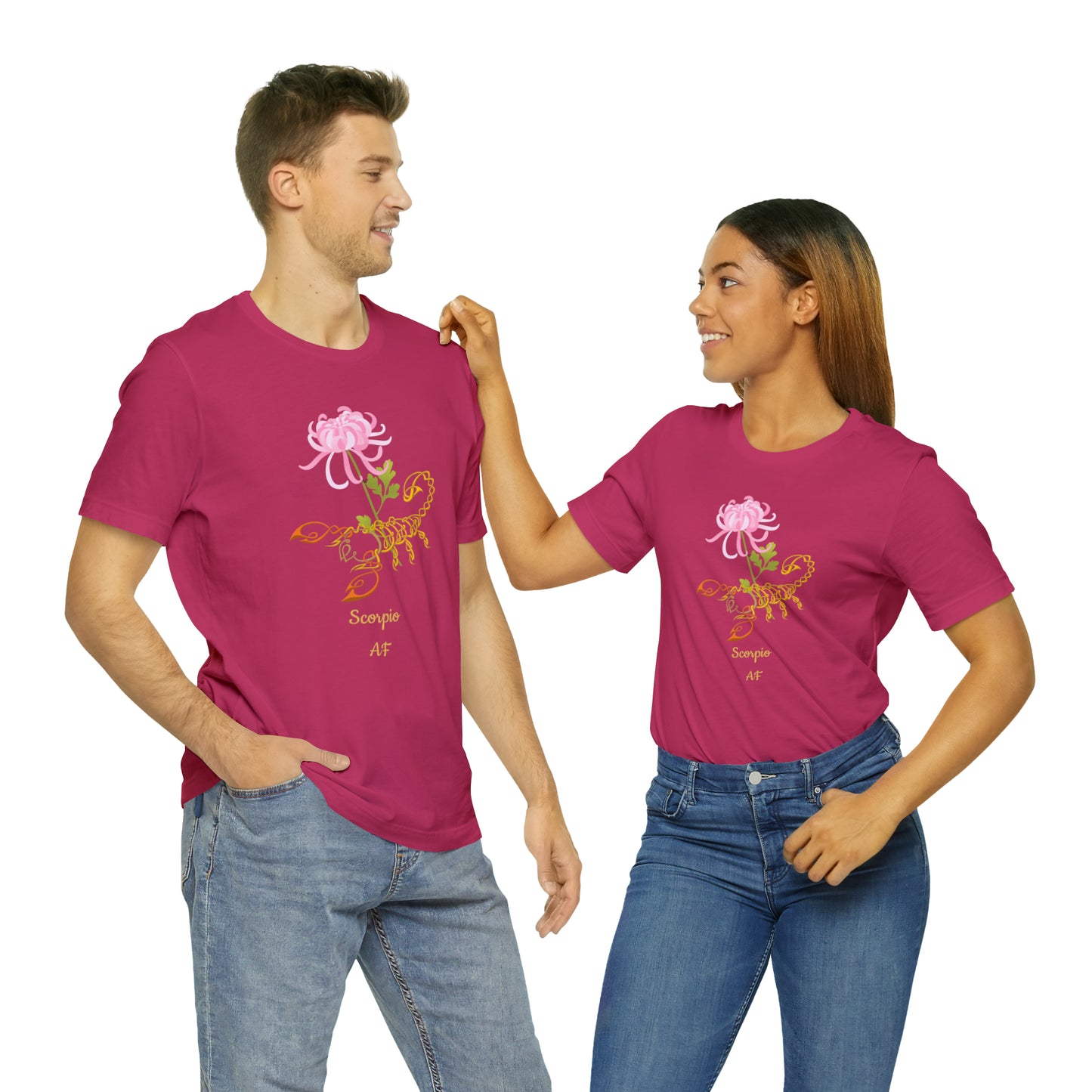 Scorpion & Flower AF T-Shirt | Fun Scorpio T-Shirt | Zodiac T-Shirt | Zodiac Sign Shirt | Astrology | Star Sign | Unisex Jersey Short Sleeve Tee