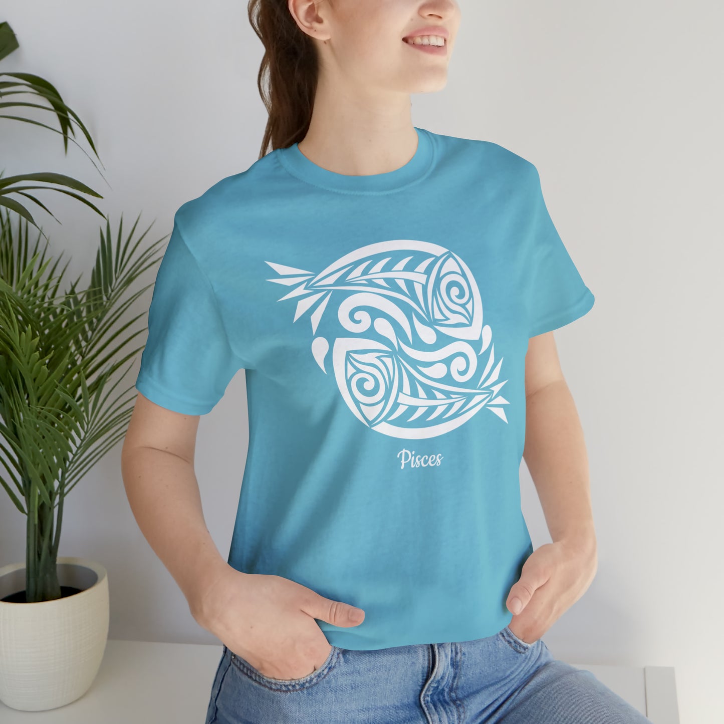 Pisces White Fish T-Shirt | Fun Pisces T-Shirt | Zodiac T-Shirt | Zodiac Sign Shirt | Astrology | Star Sign | Unisex Jersey Short Sleeve Tee