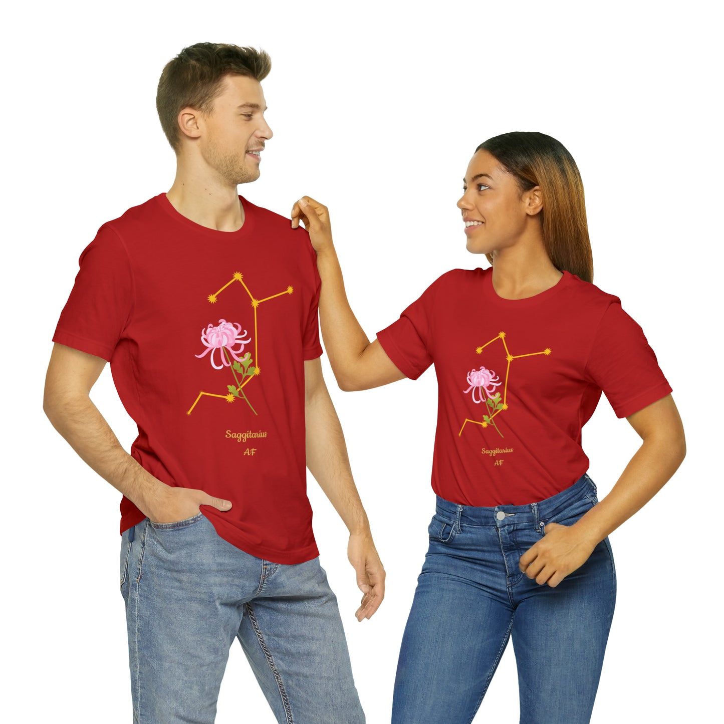 Sagittarius Flower & Stars AF T-Shirt | Fun Sagittarius T-Shirt | Zodiac T-Shirt | Zodiac Sign Shirt | Astrology | Star Sign | Unisex Jersey Short Sleeve Tee