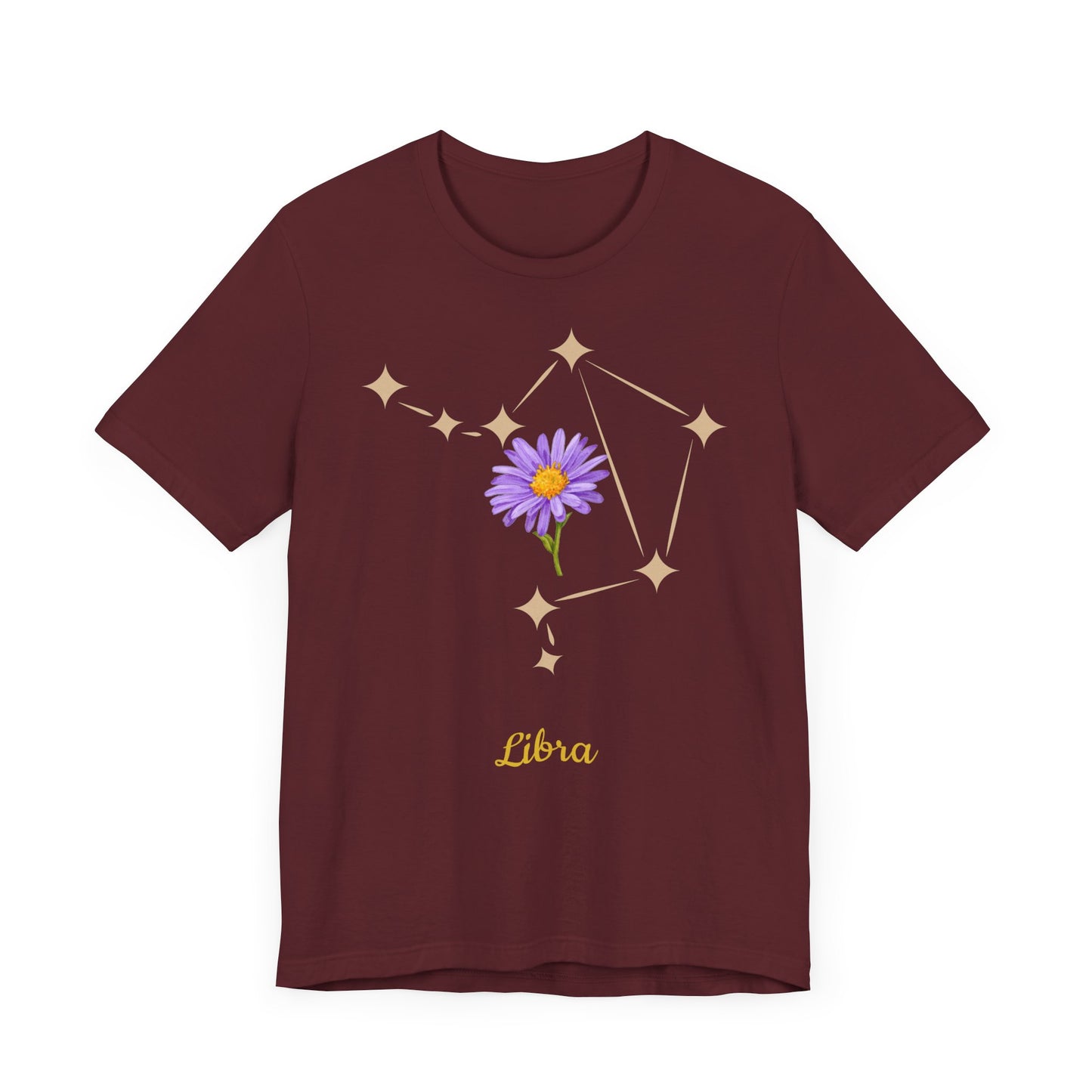 Libra Star Sign and Flower T-Shirt | Fun Virgo T-Shirt | Zodiac T-Shirt | Zodiac Sign Shirt | Astrology | Star Sign | Unisex Jersey Short Sleeve Tee