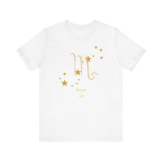 Scorpio AF Symbol & Stars T-Shirt | Fun Scorpio T-Shirt | Zodiac T-Shirt | Zodiac Sign Shirt | Astrology | Star Sign | Unisex Jersey Short Sleeve Tee