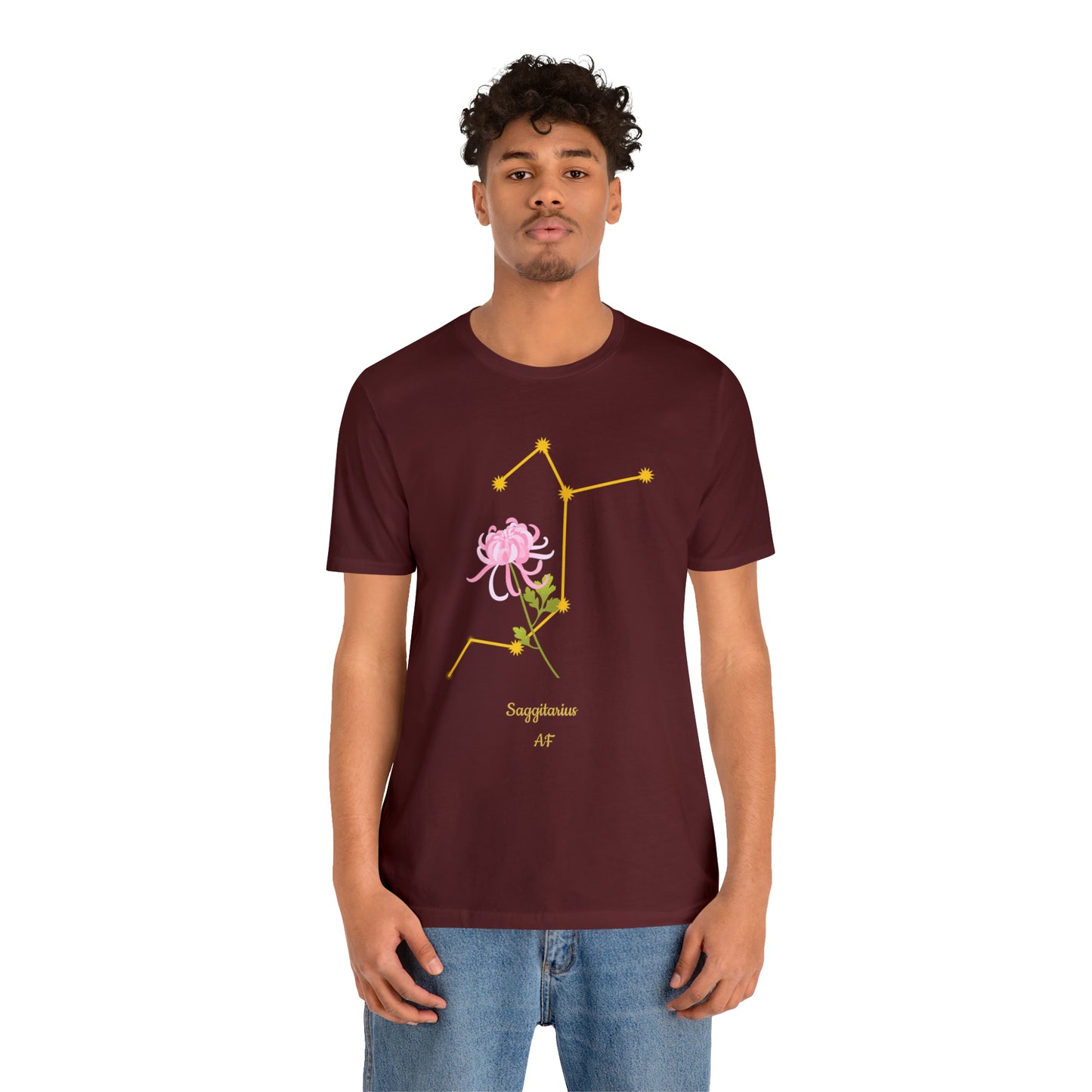 Sagittarius Flower & Stars AF T-Shirt | Fun Sagittarius T-Shirt | Zodiac T-Shirt | Zodiac Sign Shirt | Astrology | Star Sign | Unisex Jersey Short Sleeve Tee
