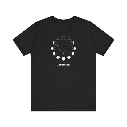 Capricorn Moon Phase T-Shirt | Fun Capricorn T-Shirt | Zodiac T-Shirt | Zodiac Sign Shirt | Astrology | Star Sign | Unisex Jersey Short Sleeve Tee