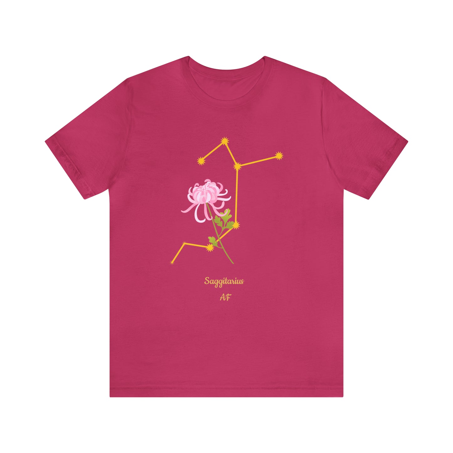 Sagittarius Flower & Stars AF T-Shirt | Fun Sagittarius T-Shirt | Zodiac T-Shirt | Zodiac Sign Shirt | Astrology | Star Sign | Unisex Jersey Short Sleeve Tee