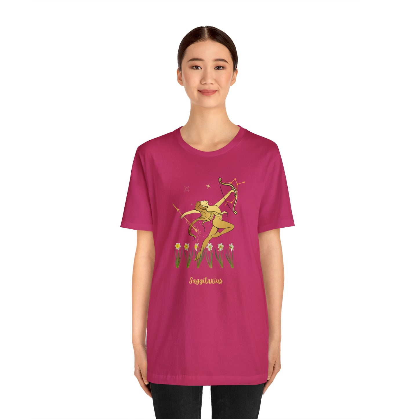 Sagittarius Nymph & Stars T-Shirt | Fun Sagittarius T-Shirt | Zodiac T-Shirt | Zodiac Sign Shirt | Astrology | Star Sign | Unisex Jersey Short Sleeve Tee