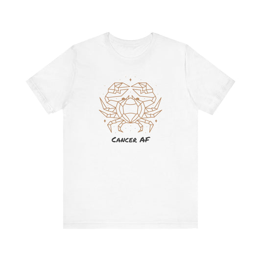 Cancer AF Crab Symbol T-Shirt White | Fun Cancer T-Shirt | Zodiac T-Shirt | Zodiac Sign Shirt | Astrology | Star Sign | Unisex Jersey Short Sleeve Tee