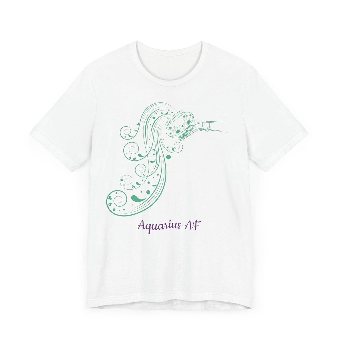 Aubergine and Green Aquarius AF T-Shirt | Fun Aquarius T-Shirt | Zodiac T-Shirt | Zodiac Sign Shirt | Astrology | Star Sign |Unisex Jersey Short Sleeve Tee
