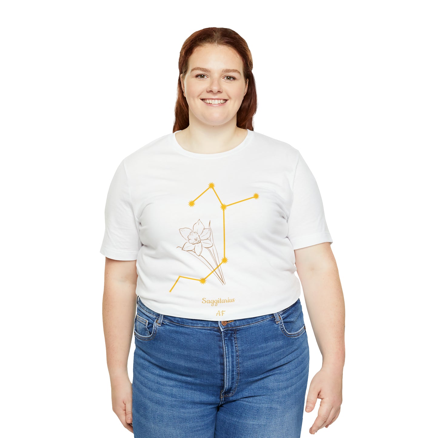 Sagittarius Daffodil & Stars T-Shirt | Fun Sagittarius T-Shirt | Zodiac T-Shirt | Zodiac Sign Shirt | Astrology | Star Sign | Unisex Jersey Short Sleeve Tee
