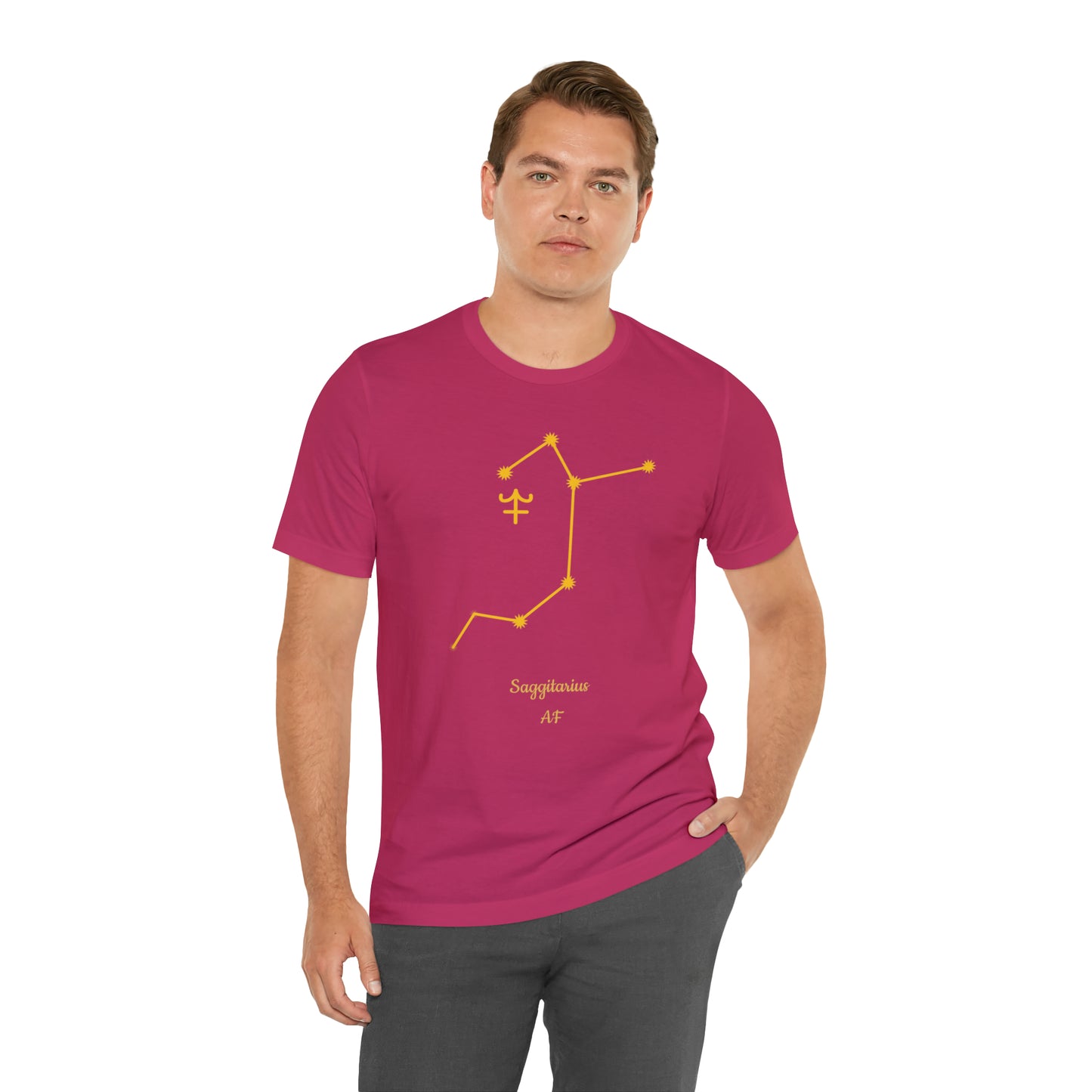 Sagittarius Symbol & Stars AF T-Shirt | Fun Sagittarius T-Shirt | Zodiac T-Shirt | Zodiac Sign Shirt | Astrology | Star Sign | Unisex Jersey Short Sleeve Tee