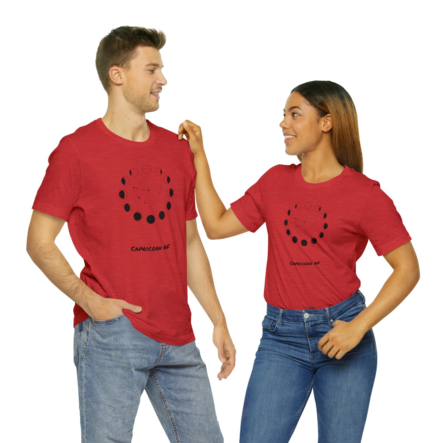 Capricorn AF Moon Phase T-Shirt | Fun Capricorn T-Shirt | Zodiac T-Shirt | Zodiac Sign Shirt | Astrology | Star Sign | Unisex Jersey Short Sleeve Tee