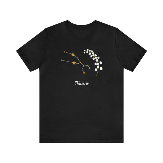 Taurus Stars & Flowers T-Shirt | Fun Taurus T-Shirt | Zodiac T-Shirt | Zodiac Sign Shirt | Astrology | Star Sign | Unisex Jersey Short Sleeve Tee