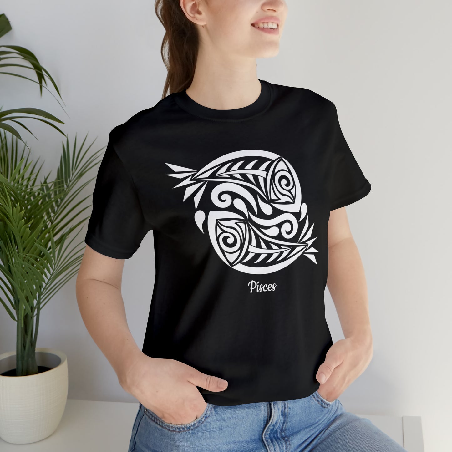Pisces White Fish T-Shirt | Fun Pisces T-Shirt | Zodiac T-Shirt | Zodiac Sign Shirt | Astrology | Star Sign | Unisex Jersey Short Sleeve Tee