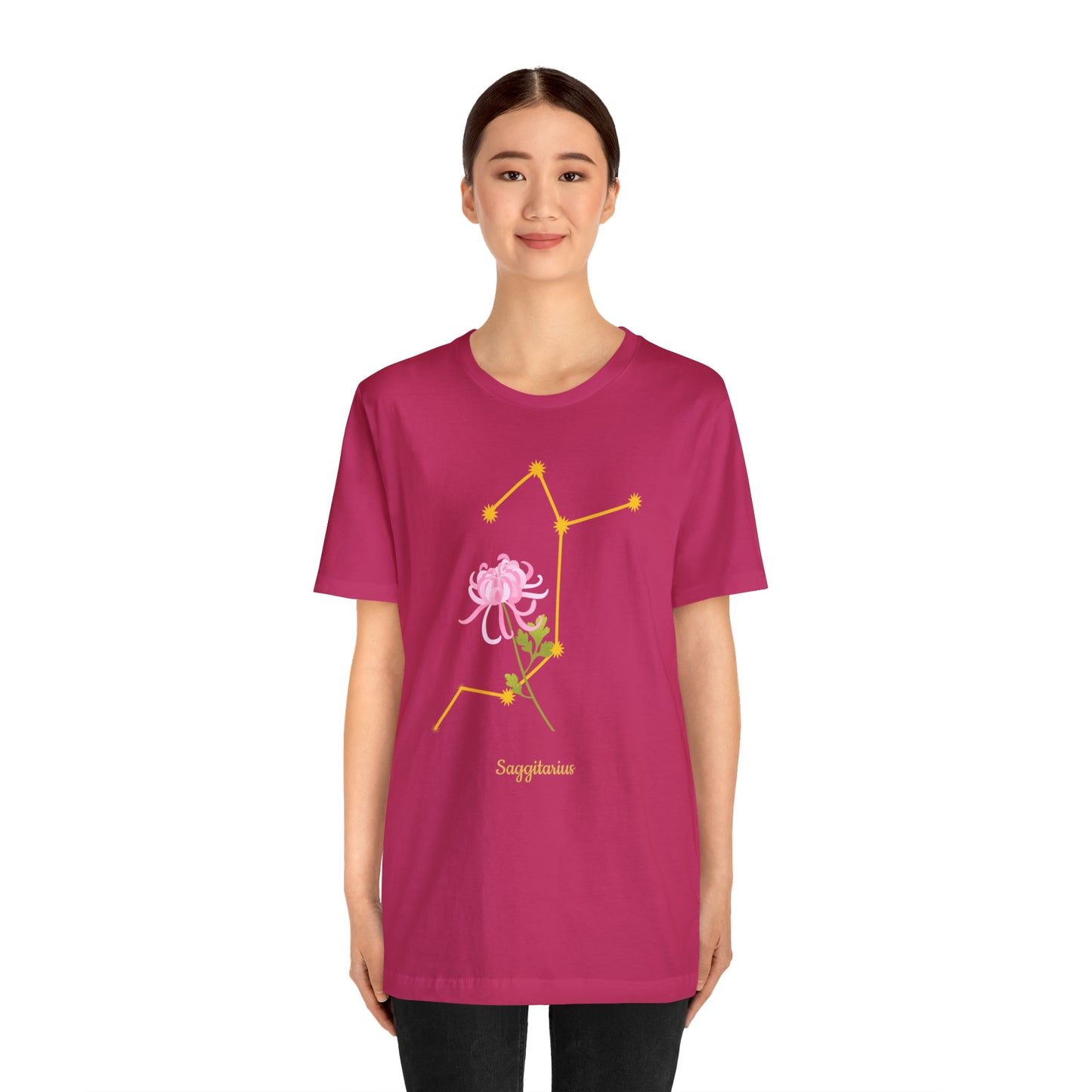 Sagittarius Flower & Stars T-Shirt | Fun Sagittarius T-Shirt | Zodiac T-Shirt | Zodiac Sign Shirt | Astrology | Star Sign | Unisex Jersey Short Sleeve Tee