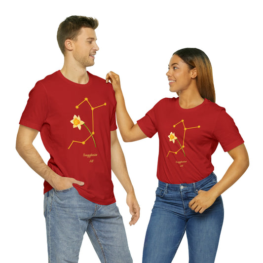 Sagittarius Daffodil Flower & Stars AF T-Shirt | Fun Sagittarius T-Shirt | Zodiac T-Shirt | Zodiac Sign Shirt | Astrology | Star Sign | Unisex Jersey Short Sleeve Tee