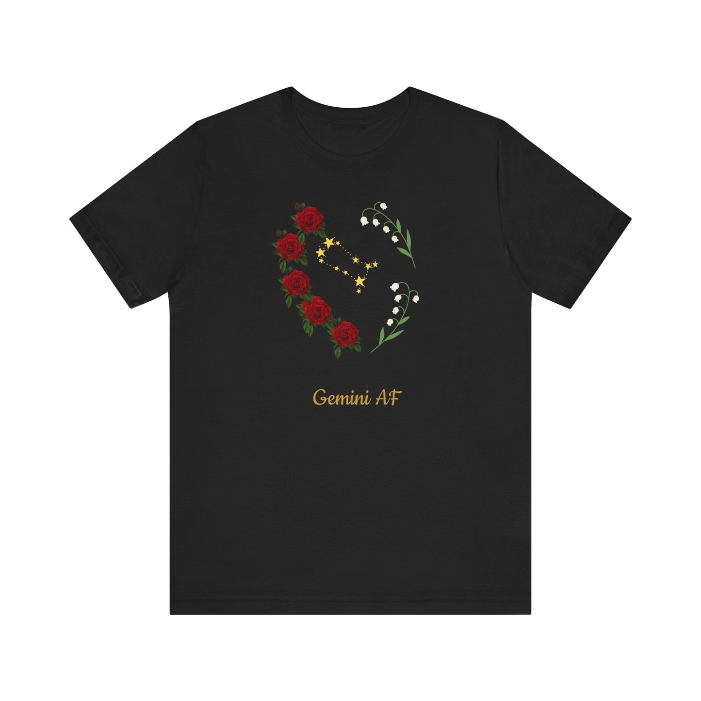Gemini Flower Heart Symbol AF T-Shirt | Fun Gemini T-Shirt | Zodiac T-Shirt | Zodiac Sign Shirt | Astrology | Star Sign | Unisex Jersey Short Sleeve Tee