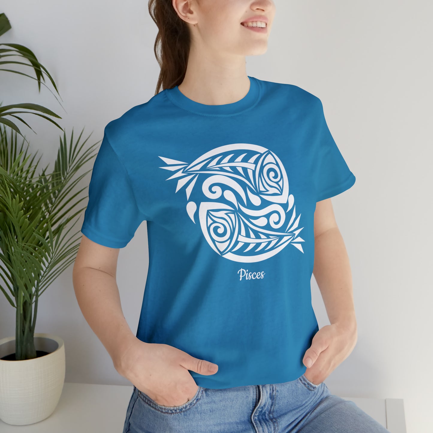 Pisces White Fish T-Shirt | Fun Pisces T-Shirt | Zodiac T-Shirt | Zodiac Sign Shirt | Astrology | Star Sign | Unisex Jersey Short Sleeve Tee