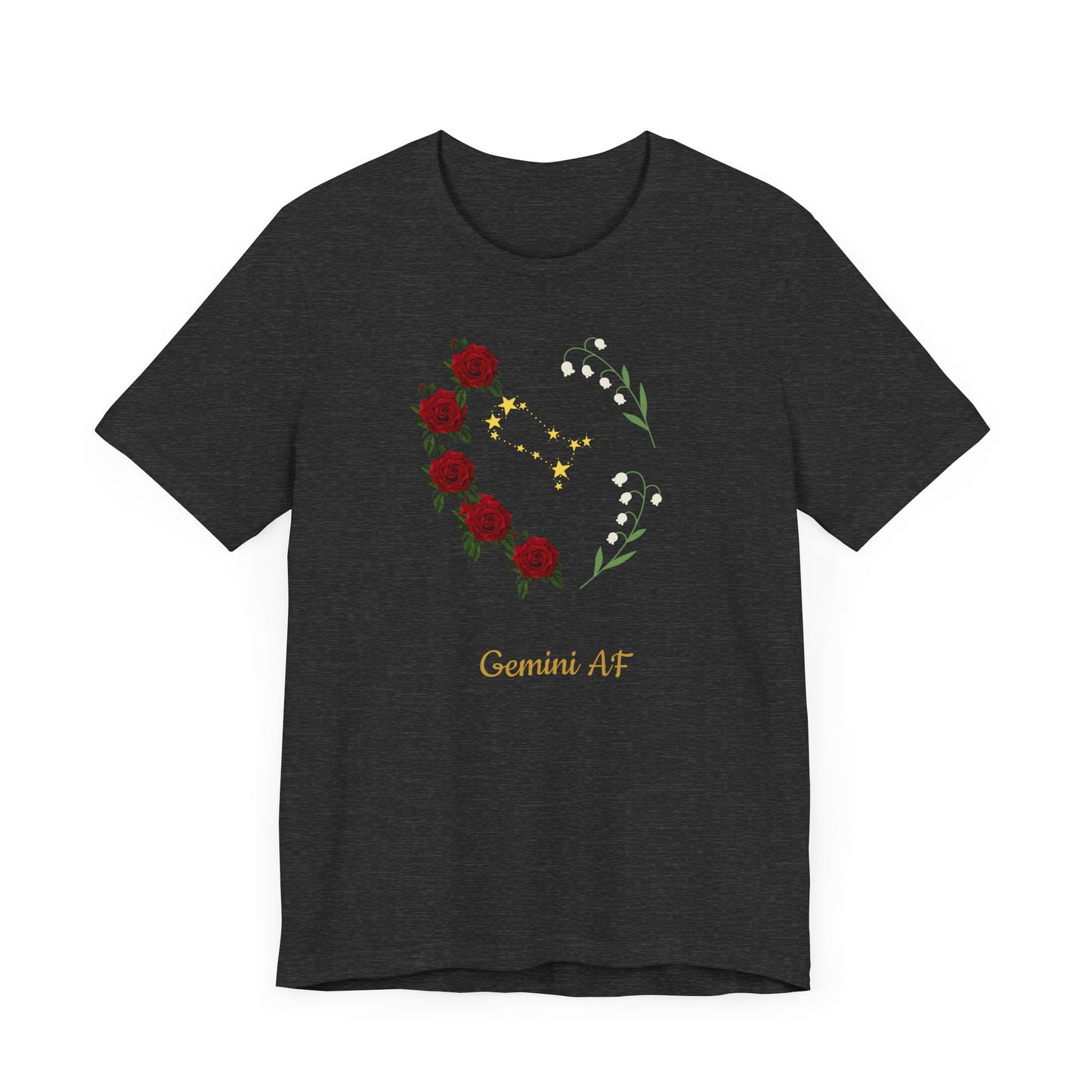 Gemini Flower Heart Symbol AF T-Shirt | Fun Gemini T-Shirt | Zodiac T-Shirt | Zodiac Sign Shirt | Astrology | Star Sign | Unisex Jersey Short Sleeve Tee