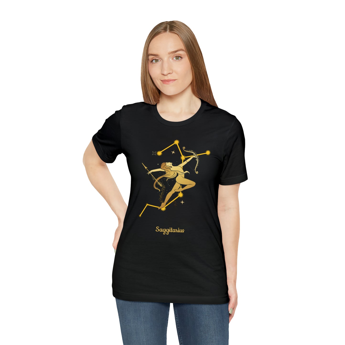 Sagittarius Nymph & Stars T-Shirt | Fun Sagittarius T-Shirt | Zodiac T-Shirt | Zodiac Sign Shirt | Astrology | Star Sign | Unisex Jersey Short Sleeve Tee