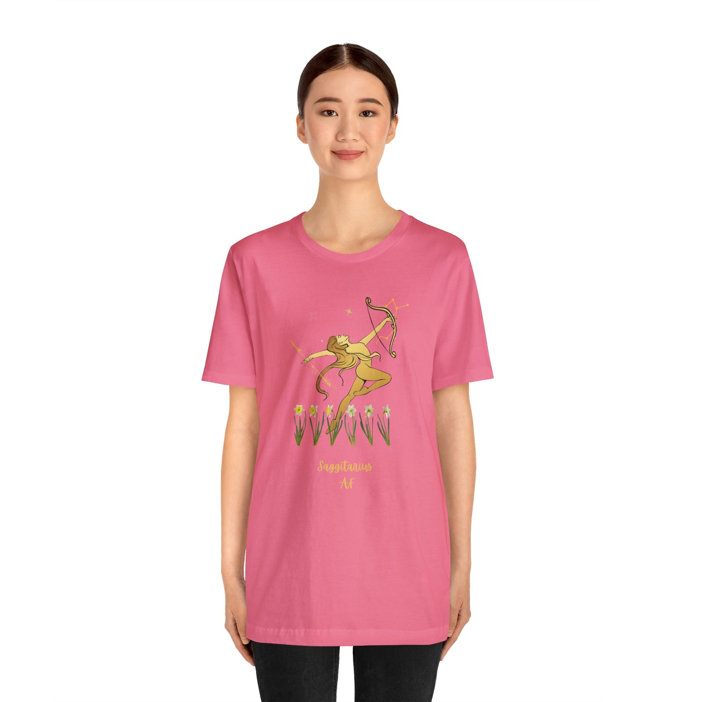 Sagittarius Nymph & Stars AF T-Shirt | Fun Sagittarius T-Shirt | Zodiac T-Shirt | Zodiac Sign Shirt | Astrology | Star Sign | Unisex Jersey Short Sleeve Tee