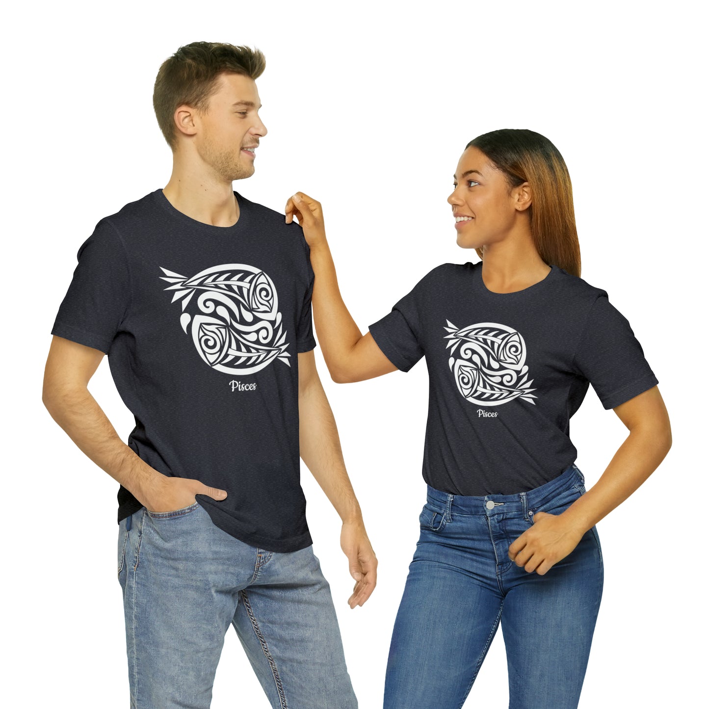 Pisces White Fish T-Shirt | Fun Pisces T-Shirt | Zodiac T-Shirt | Zodiac Sign Shirt | Astrology | Star Sign | Unisex Jersey Short Sleeve Tee