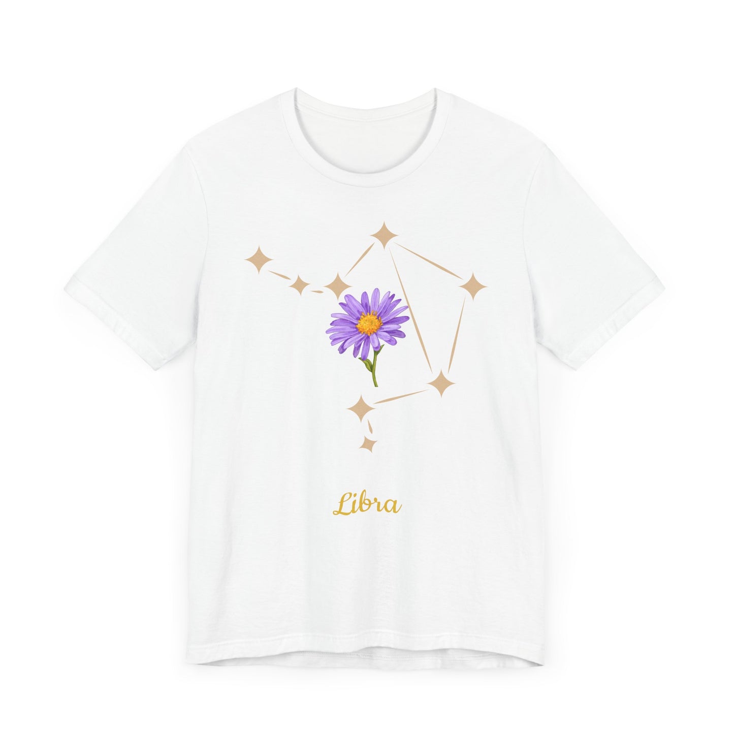 Libra Star Sign and Flower T-Shirt | Fun Virgo T-Shirt | Zodiac T-Shirt | Zodiac Sign Shirt | Astrology | Star Sign | Unisex Jersey Short Sleeve Tee