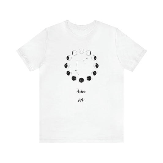 Aries Moon Cycle AF T-Shirt | Fun Aries T-Shirt | Zodiac T-Shirt | Zodiac Sign Shirt | Astrology | Star Sign | Unisex Jersey Short Sleeve Tee