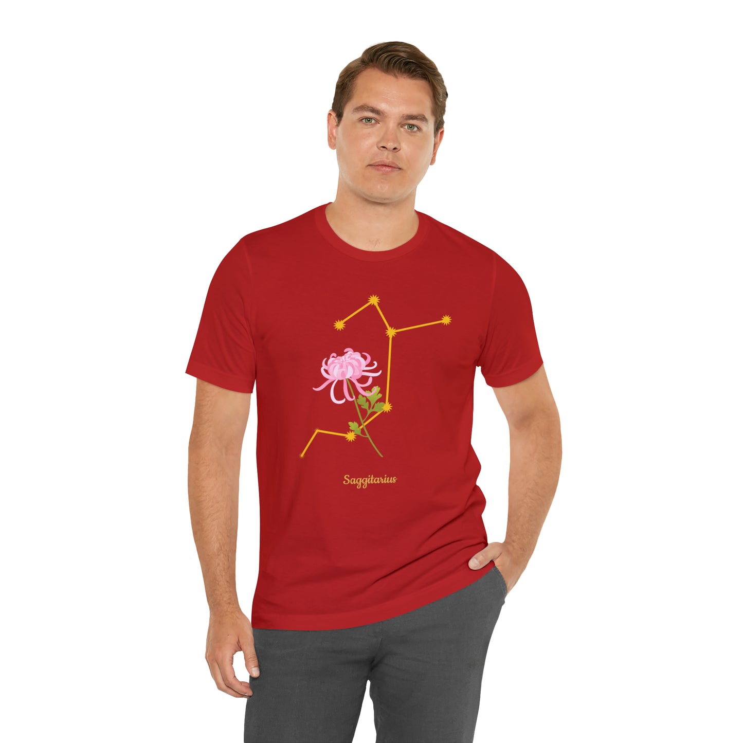 Sagittarius Flower & Stars T-Shirt | Fun Sagittarius T-Shirt | Zodiac T-Shirt | Zodiac Sign Shirt | Astrology | Star Sign | Unisex Jersey Short Sleeve Tee