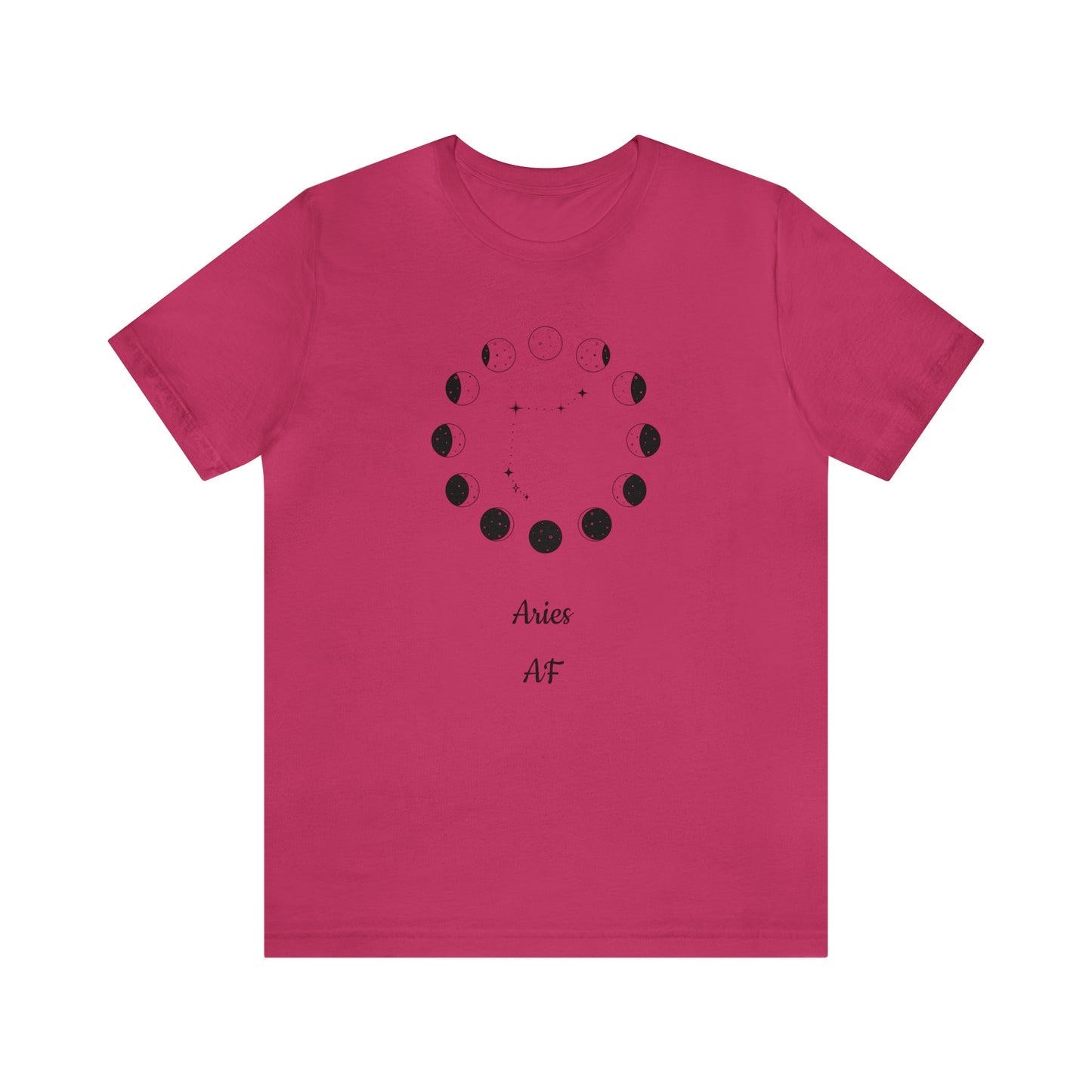 Aries Moon Cycle AF T-Shirt | Fun Aries T-Shirt | Zodiac T-Shirt | Zodiac Sign Shirt | Astrology | Star Sign | Unisex Jersey Short Sleeve Tee