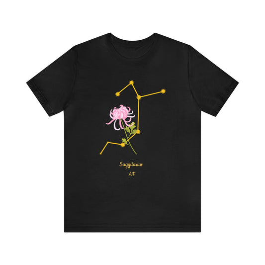 Sagittarius Flower & Stars AF T-Shirt | Fun Sagittarius T-Shirt | Zodiac T-Shirt | Zodiac Sign Shirt | Astrology | Star Sign | Unisex Jersey Short Sleeve Tee