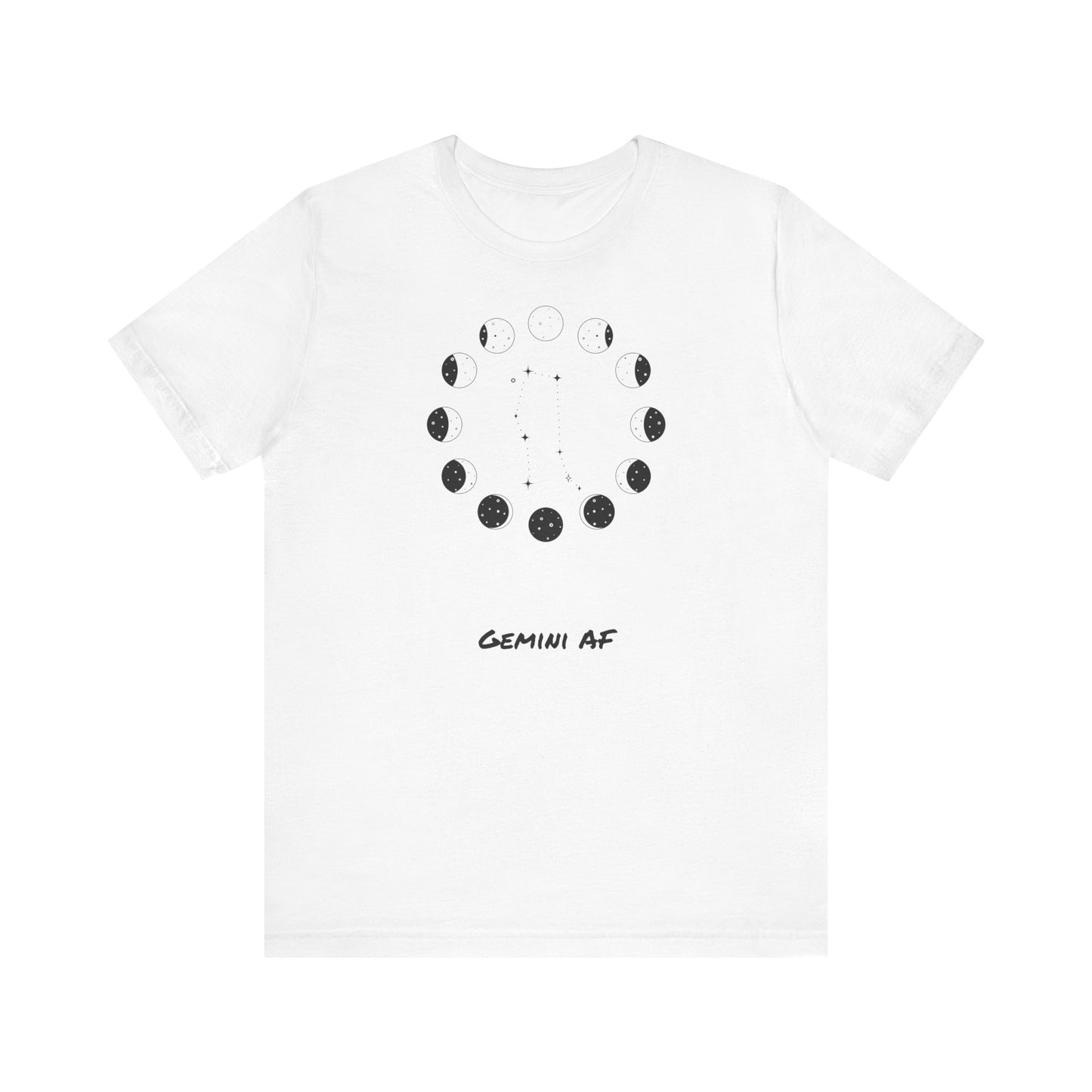 Gemini AF Moon Phase T-Shirt | Fun Gemini T-Shirt | Zodiac T-Shirt | Zodiac Sign Shirt | Astrology | Star Sign | Unisex Jersey Short Sleeve Tee