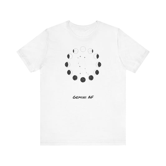 Gemini AF Moon Phase T-Shirt | Fun Gemini T-Shirt | Zodiac T-Shirt | Zodiac Sign Shirt | Astrology | Star Sign | Unisex Jersey Short Sleeve Tee