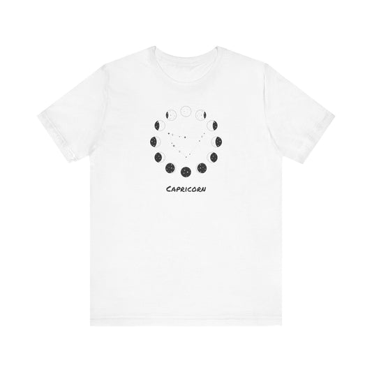 Capricorn Moon Phase T-Shirt | Fun Capricorn T-Shirt | Zodiac T-Shirt | Zodiac Sign Shirt | Astrology | Star Sign | Unisex Jersey Short Sleeve Tee