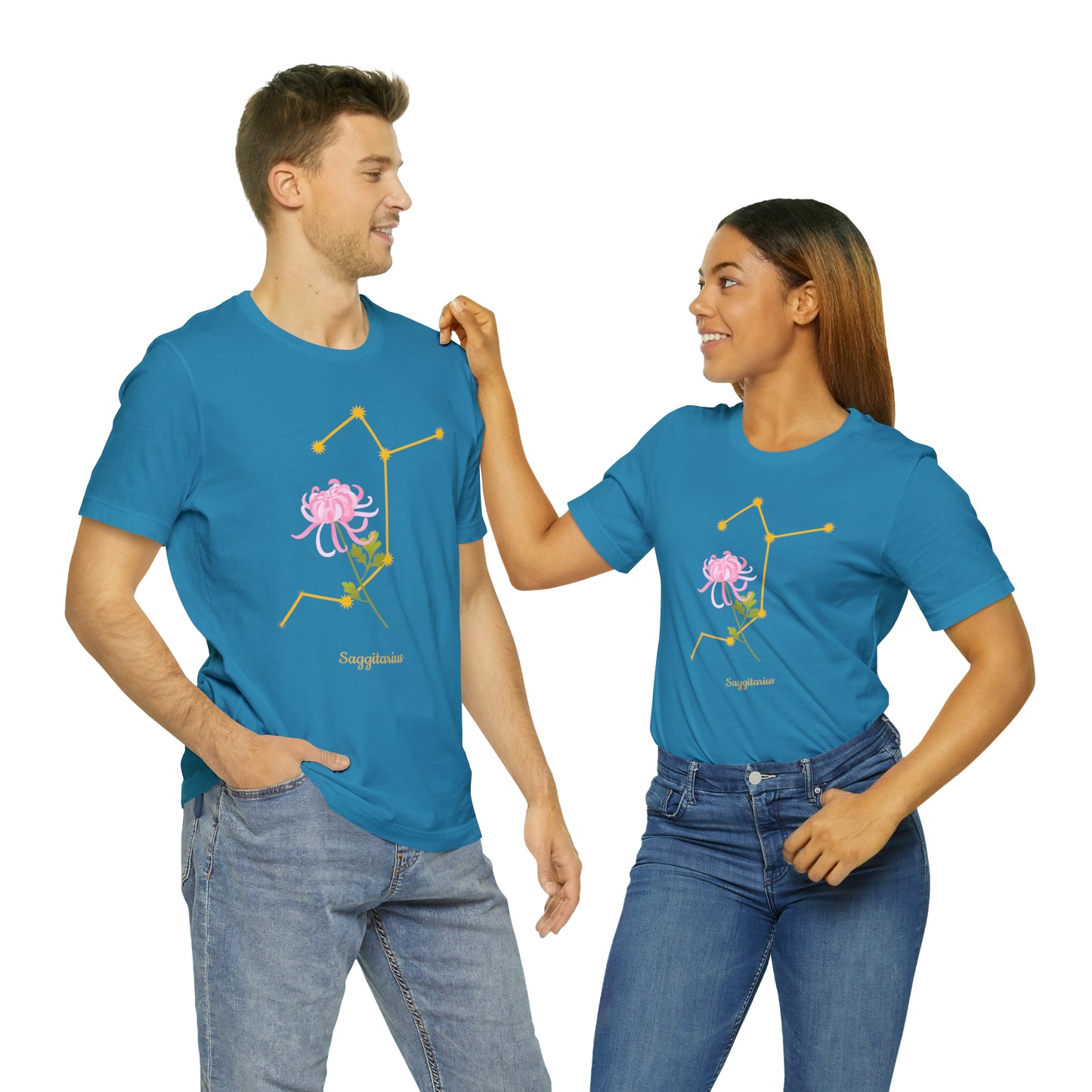 Sagittarius Flower & Stars T-Shirt | Fun Sagittarius T-Shirt | Zodiac T-Shirt | Zodiac Sign Shirt | Astrology | Star Sign | Unisex Jersey Short Sleeve Tee