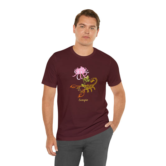 Scorpion & Flower AF T-Shirt | Fun Scorpio T-Shirt | Zodiac T-Shirt | Zodiac Sign Shirt | Astrology | Star Sign | Unisex Jersey Short Sleeve Tee