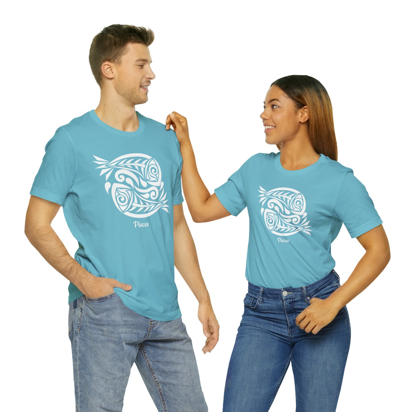 Pisces White Fish T-Shirt | Fun Pisces T-Shirt | Zodiac T-Shirt | Zodiac Sign Shirt | Astrology | Star Sign | Unisex Jersey Short Sleeve Tee