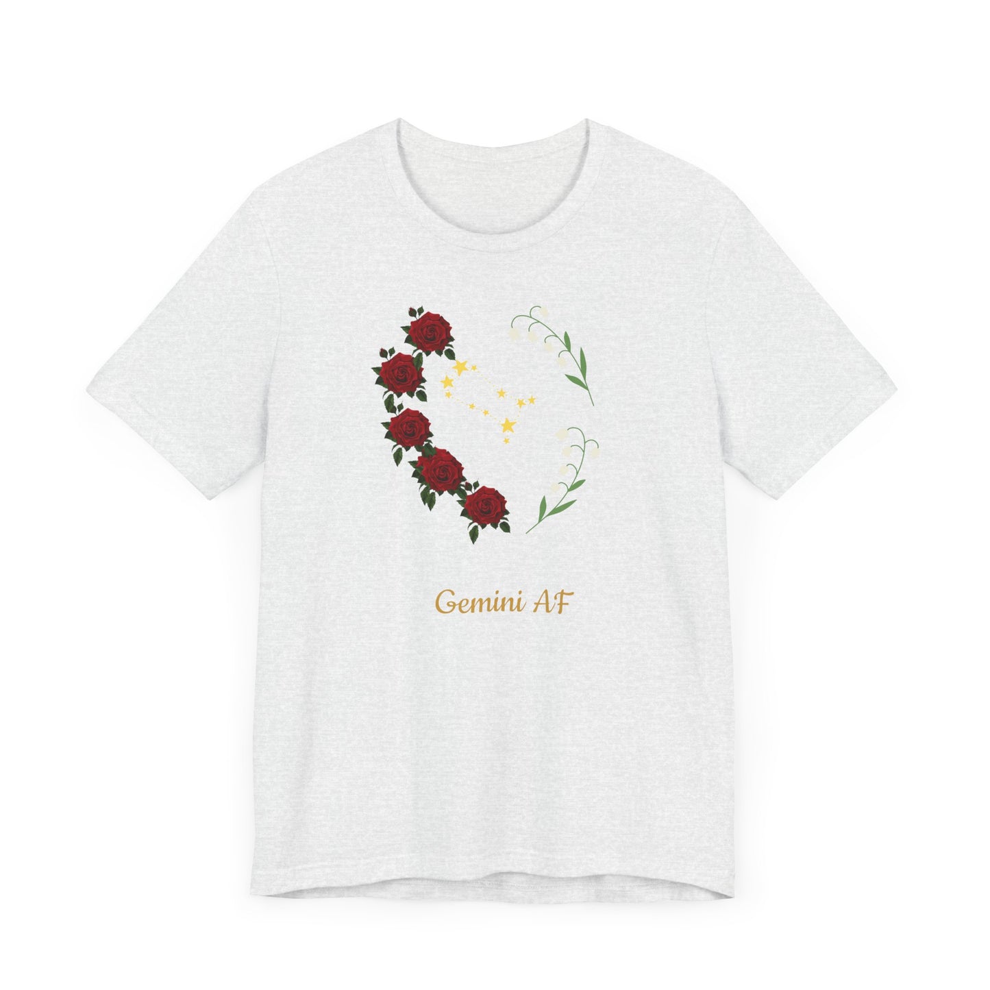Gemini Flower Heart Symbol AF T-Shirt | Fun Gemini T-Shirt | Zodiac T-Shirt | Zodiac Sign Shirt | Astrology | Star Sign | Unisex Jersey Short Sleeve Tee