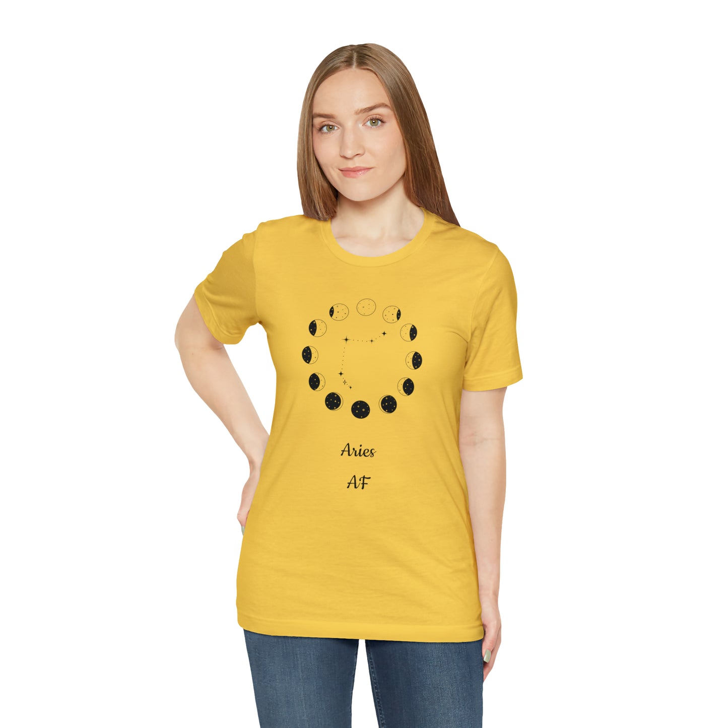 Aries Moon Cycle AF T-Shirt | Fun Aries T-Shirt | Zodiac T-Shirt | Zodiac Sign Shirt | Astrology | Star Sign | Unisex Jersey Short Sleeve Tee