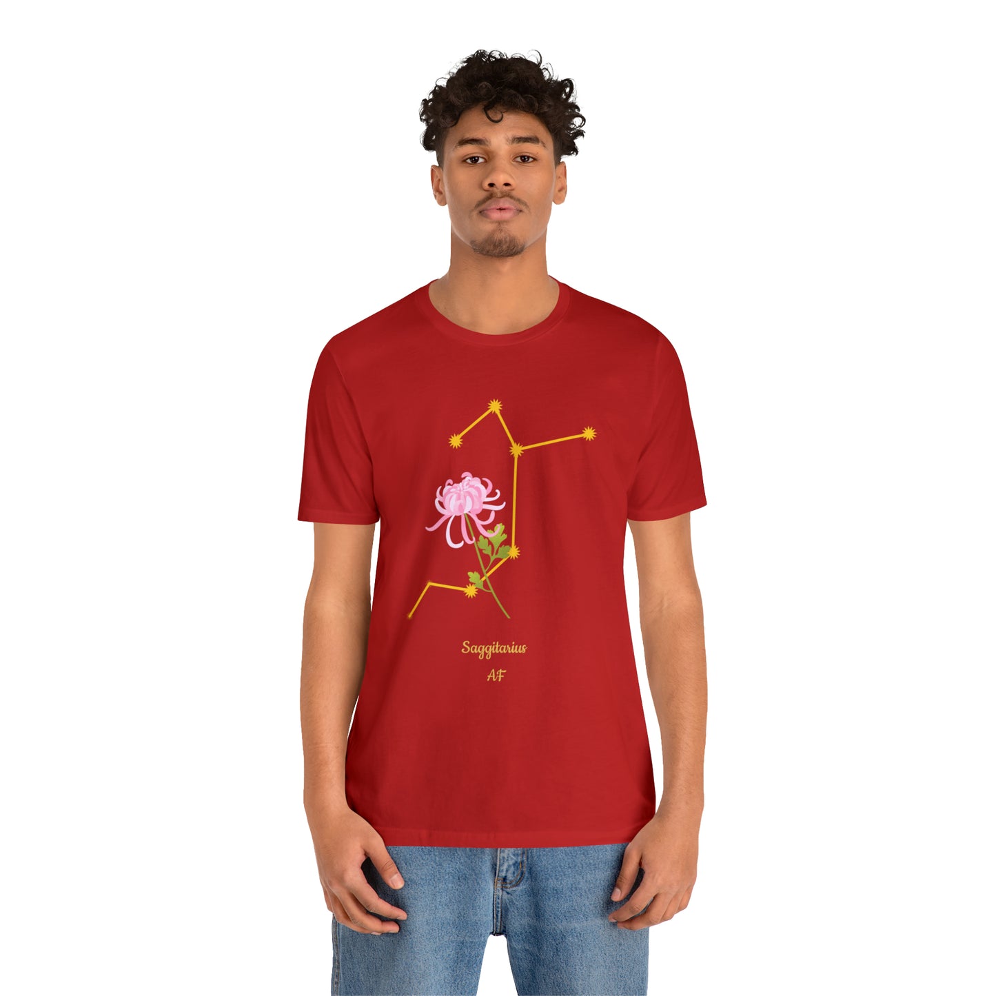 Sagittarius Flower & Stars AF T-Shirt | Fun Sagittarius T-Shirt | Zodiac T-Shirt | Zodiac Sign Shirt | Astrology | Star Sign | Unisex Jersey Short Sleeve Tee