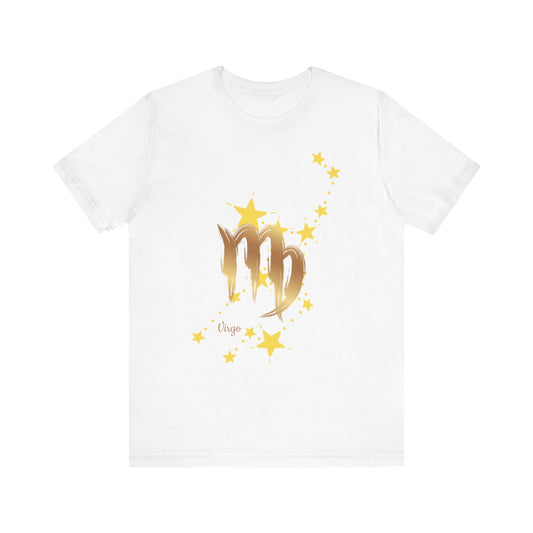 Virgo Symbol And Stars Embed | Fun Virgo T-Shirt | Zodiac T-Shirt | Zodiac Sign Shirt | Astrology | Star Sign | Unisex Jersey Short Sleeve Tee