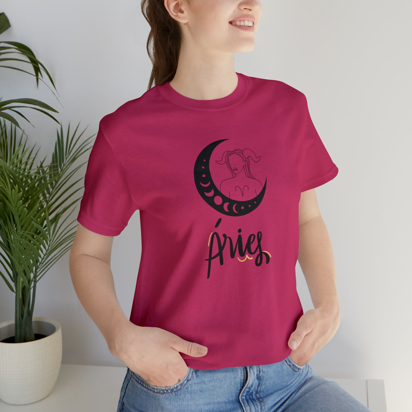 Aries Moon Goddess AF T-Shirt | Fun Aries T-Shirt | Zodiac T-Shirt | Zodiac Sign Shirt | Astrology | Star Sign | Unisex Jersey Short Sleeve Tee